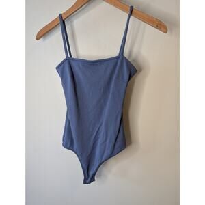 Free People Intimately Blue Square Neck Bodysuit Snap Closure XS
